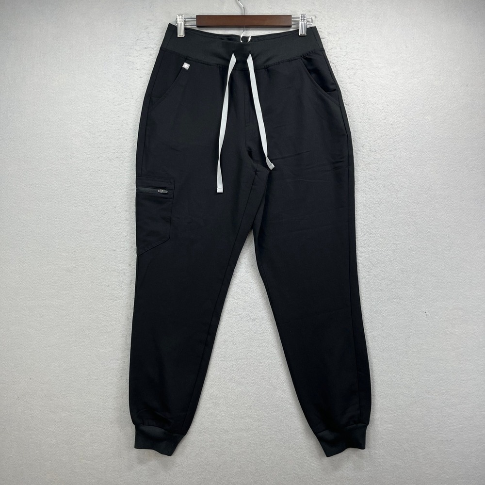 FIGS HW Zamora Jogger Pants Women M Black High Waisted Scrub Cargo Nurse Medical
